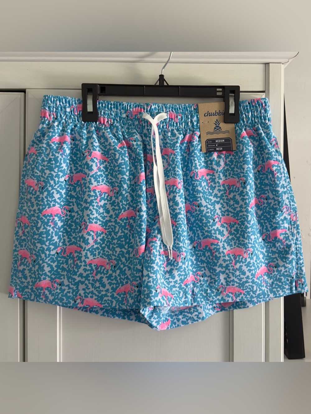 Chubbies The Domingos Are For Flamingos Shorties Classic Swim Trunk Size Medium